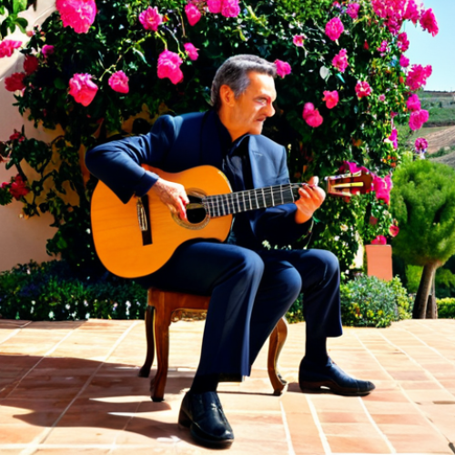 Home 3 모바일 전자 악보 리더 - Classical Guitarist in Spain**
"A professional classical guitarist, fully clothed in appropriate co...