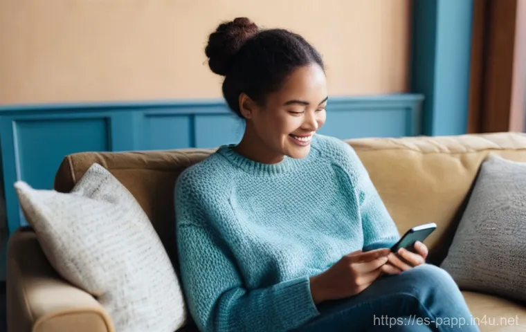 스마트폰 데이터 백업 장치 - **Prompt 1: Digital Memories and Connection**
"A candid, high-angle shot of a young woman, aroun...