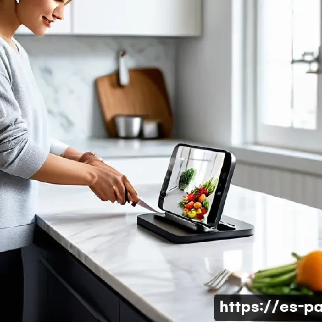 스마트폰 스탠드 선택 - **"A person in their late 20s or early 30s, dressed in comfortable yet stylish loungewear (such as a...