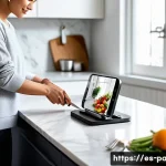 스마트폰 스탠드 선택 - **"A person in their late 20s or early 30s, dressed in comfortable yet stylish loungewear (such as a...