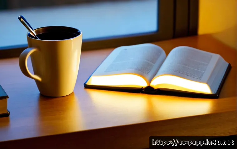 미니 LED 라이트 활용 - Photorealistic close-up of a compact mini LED light clipped to a wooden desk, illuminating a Spanish...